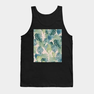 tropical watercolor botanical monstera and palm leaves Tank Top